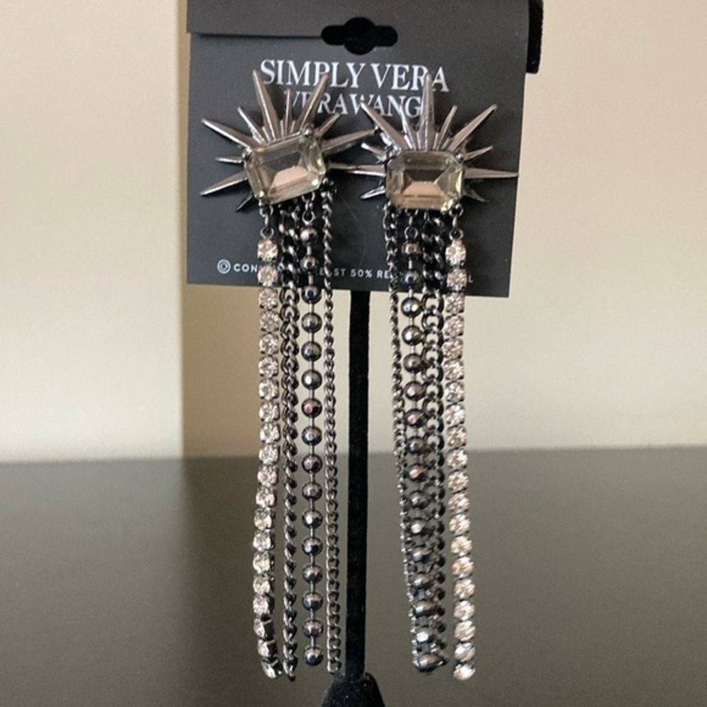 Simply Vera Vera Wang Silver and Black Dangle Earrings